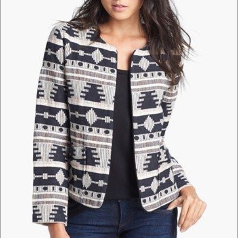 Like Mynded Tribal Print Structured Blazer